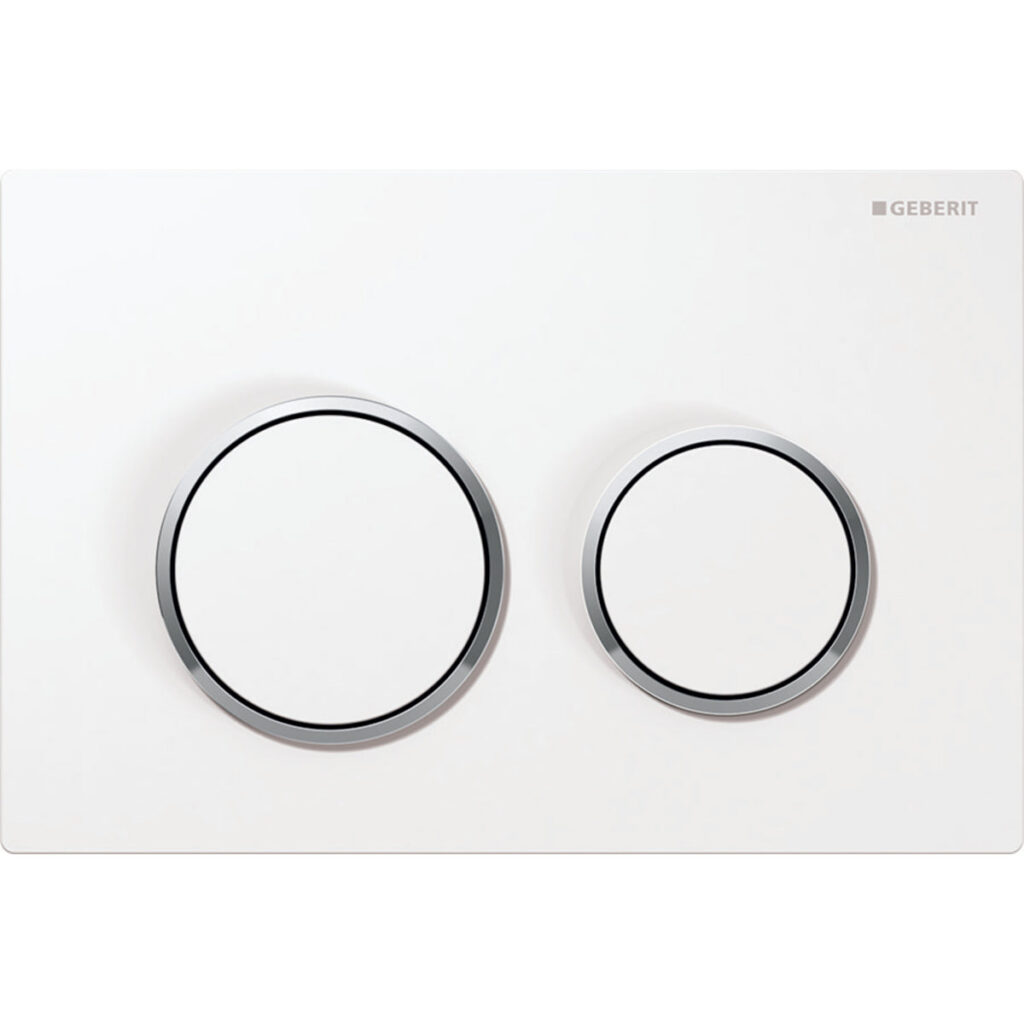 Geberit Kappa21 Flush Plate – White Finish, Chrome Trim