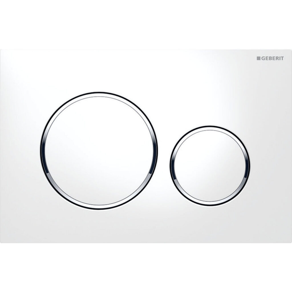 Geberit Sigma20 Flush Plate – White Finish, Chrome Trim