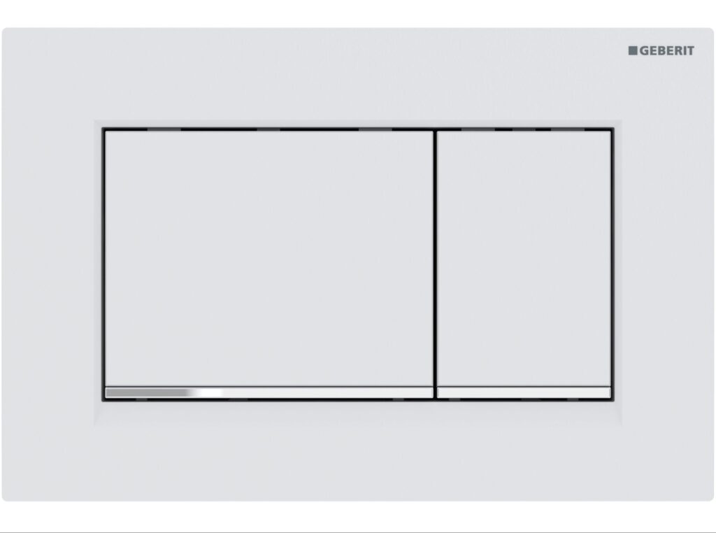 Geberit Sigma30 Flush Plate – Matt White Finish, Chrome Trim