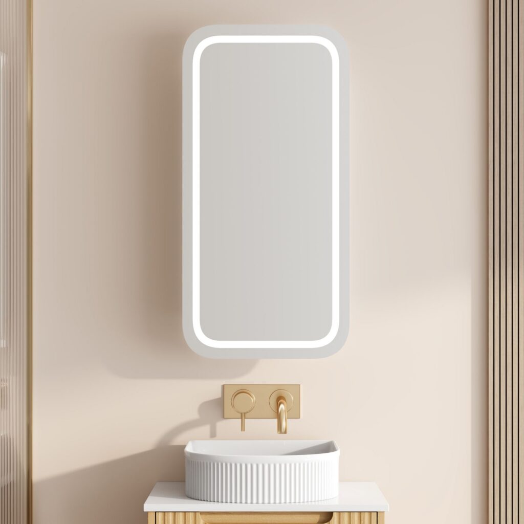 Athena 450 x 900mm LED Square Wall-Hung Shaving Cabinet – Single Door