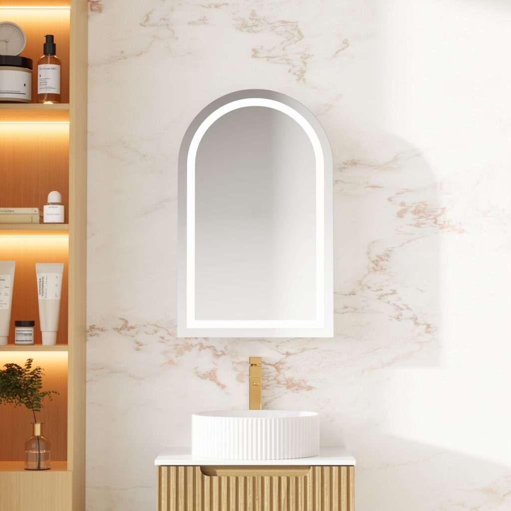 Athena 500 x 800mm LED Arch Wall-Hung Shaving Cabinet – Single Door
