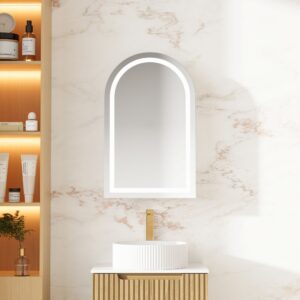 Athena 500 x 800mm LED Arch Wall-Hung Shaving Cabinet – Single Door
