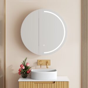 Athena 750mm LED Round Wall-Hung Shaving Cabinet – Single Door