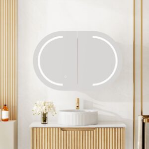 Athena 900mm LED Oval Wall-Hung Shaving Cabinet