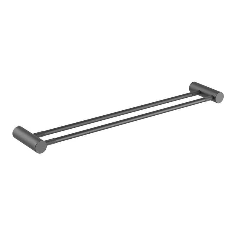 CADDENCE – 600mm Brushed Gunmetal Double Towel Rail