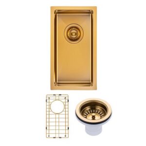 250x450x215mm Brushed Brass Stainless Steel PVD Single Bowl Kitchen Sink