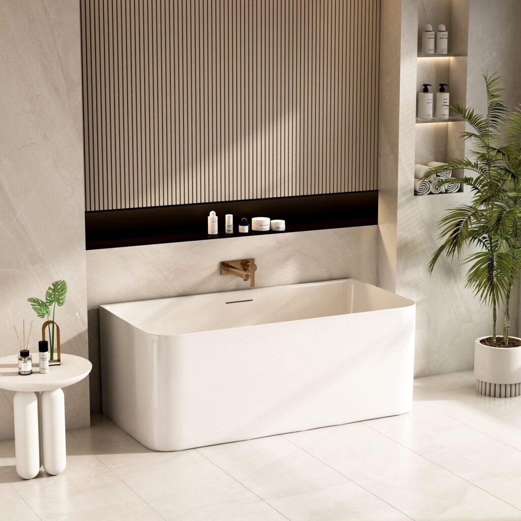 Bullion Ultra-Thin Back-to-Wall Bathtub – Gloss White