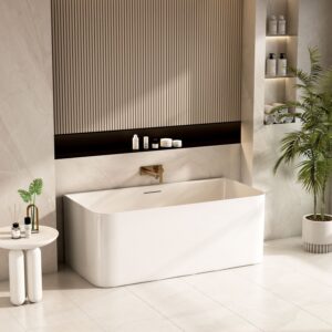 Bullion Ultra-Thin Back-to-Wall Bathtub – Gloss White