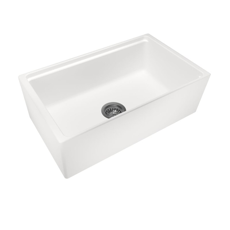 White Carysil Fine Fireclay Single Bowl Kitchen Sink 762*457*254mm