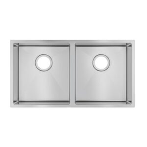 Round Corner Chrome Stainless Steel Handmade Double Bowl Kitchen Sink 820*457*230mm