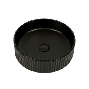 400*400*125mm Matte Black with Fluted Design Above Counter Basin(32mm Nonoverflow)