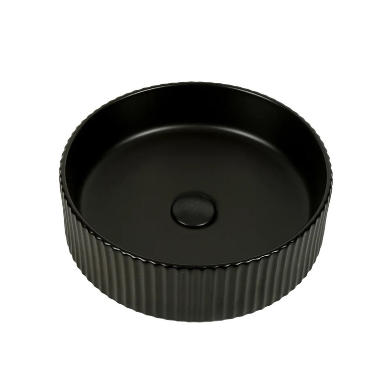 400*400*125mm Matte Black with Fluted Design Above Counter Basin(32mm Nonoverflow)