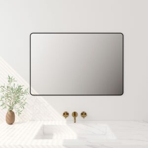 Aluminum Framed 900mm Rectangular Mirror – Matt Black