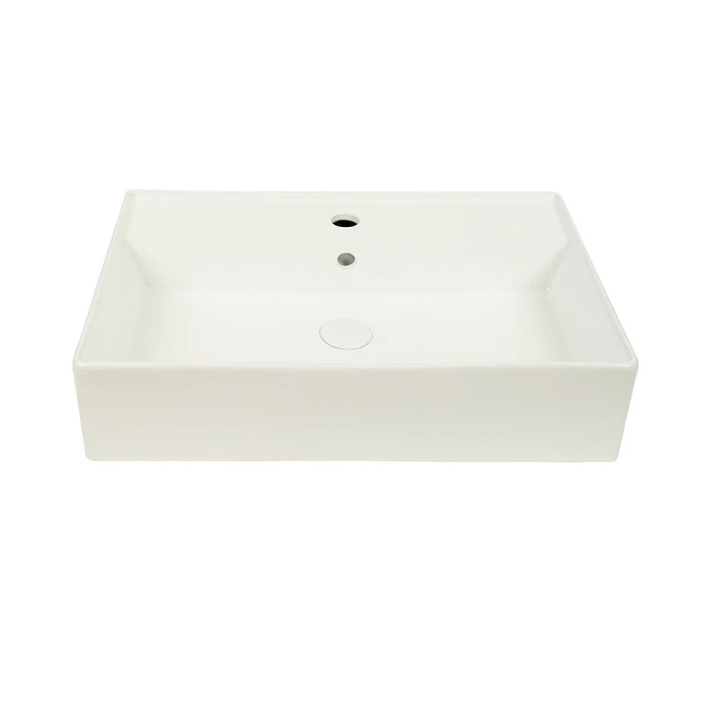 605*420*150mm Gloss White Wall Hung Basin(32mm Overflow+1 Tap Hole)