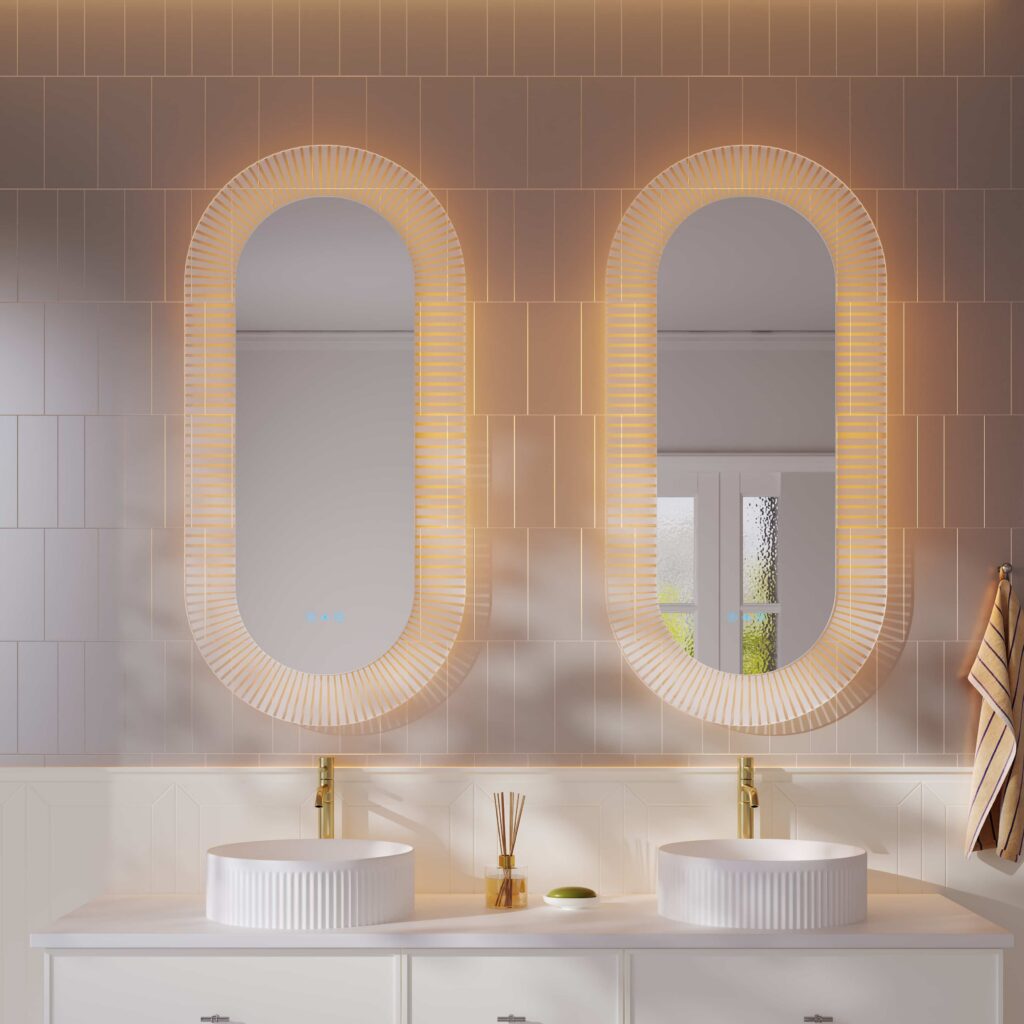 Freya 600×1200mm LED Textured Oval Mirror