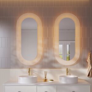 Freya 600×1200mm LED Textured Oval Mirror