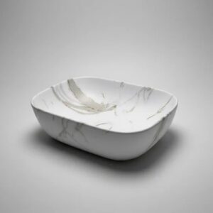 460*330*130mm Matte White with Carrara Design Above Counter Basin(32mm Nonoverflow)