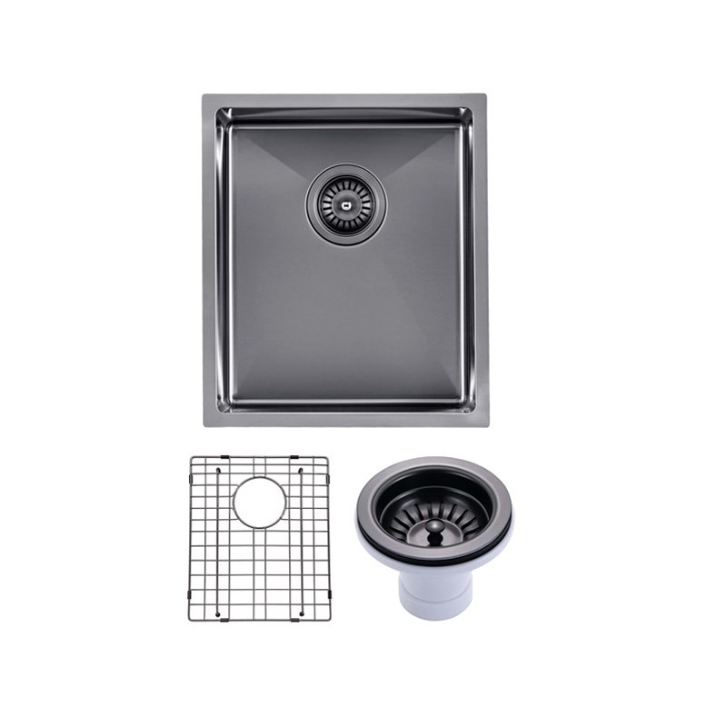 390x450x215mm Gunmetal Stainless Steel PVD Single Bowl Kitchen Sink