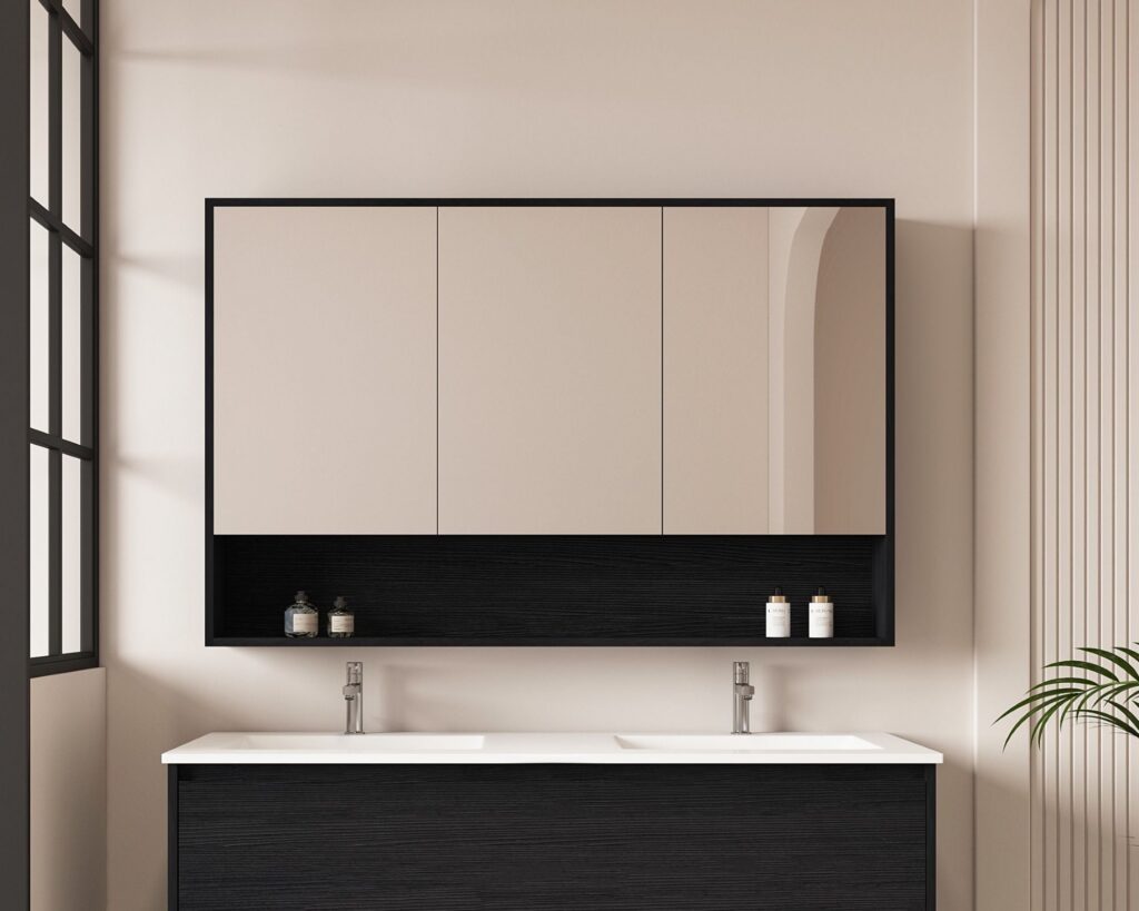 HERA 1200mm Shaving Cabinet – Black Oak