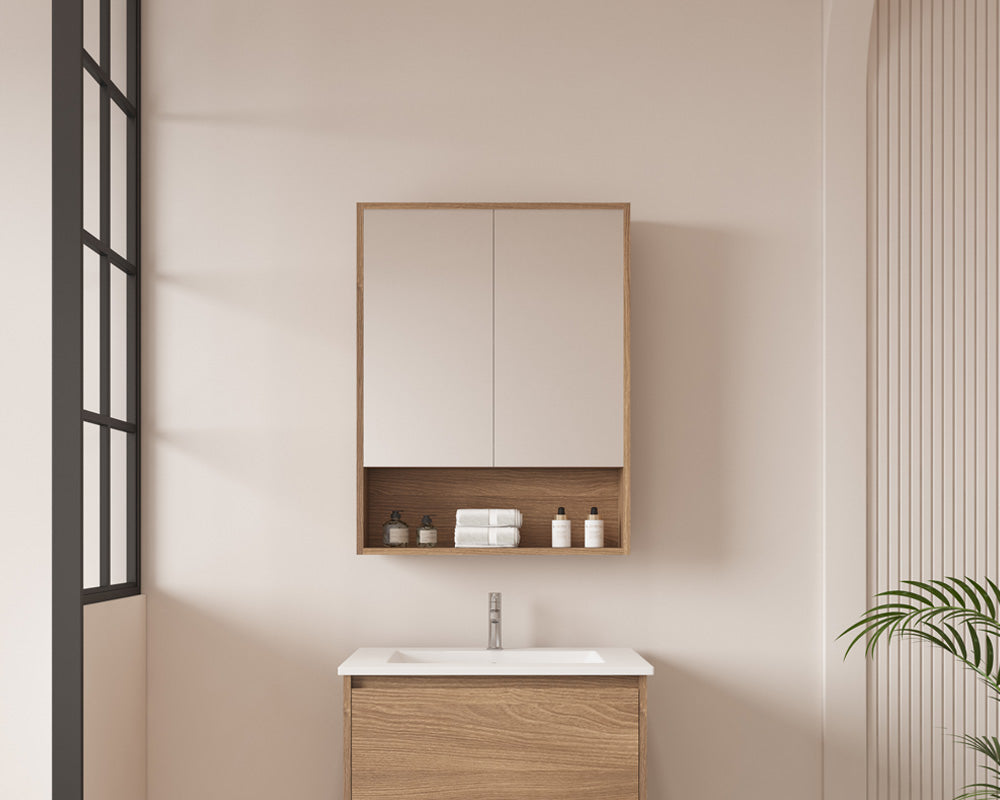 HERA 600mm Shaving Cabinet – Elegant Oak
