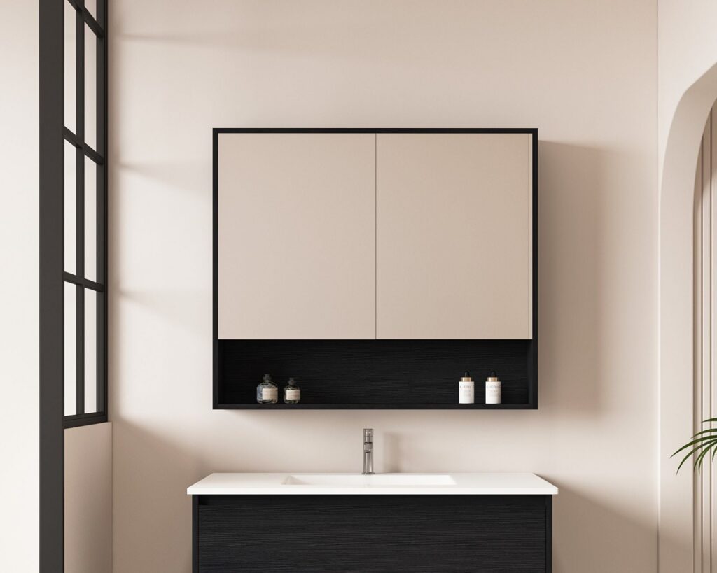 HERA 900mm Shaving Cabinet – Black Oak