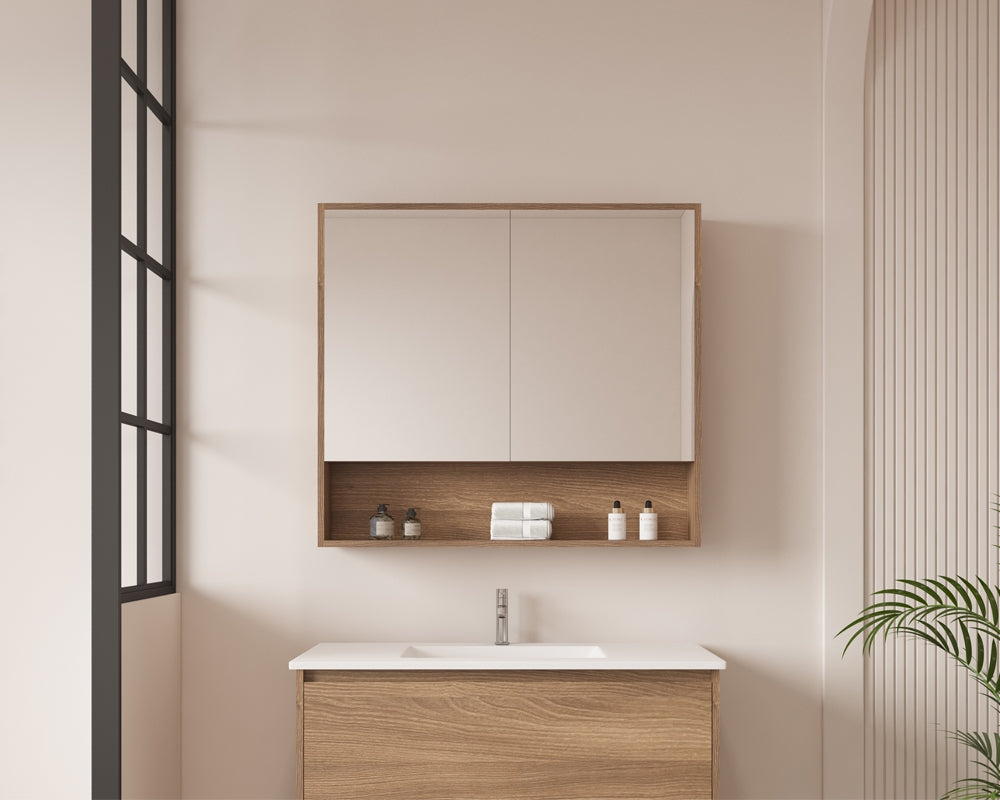 HERA 900mm Shaving Cabinet – Elegant Oak