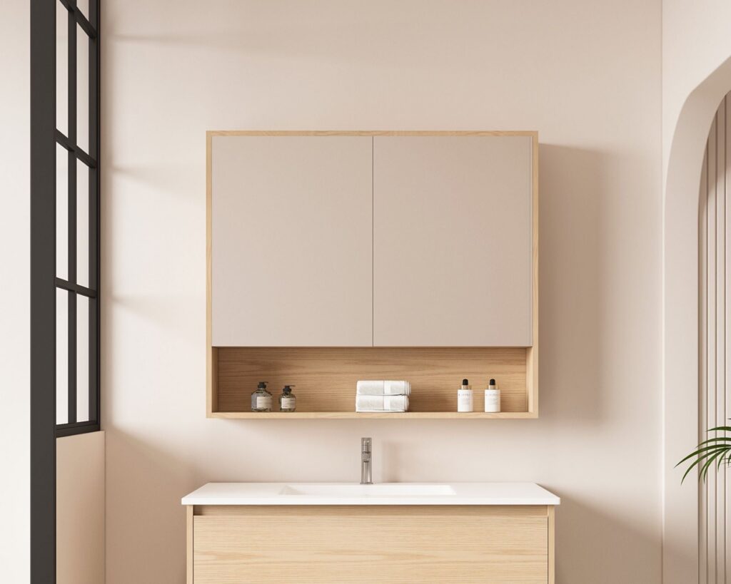 HERA 900mm Shaving Cabinet – Tas Oak