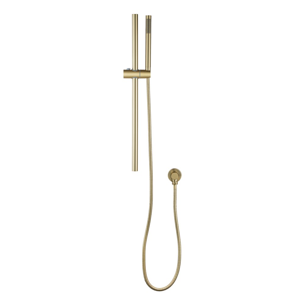 Light Brushed Brass Shower Rail with Handheld Shower