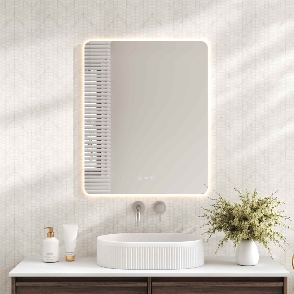 Luna LED Rectangular Mirror 600mm – with Adjustable LED Lighting