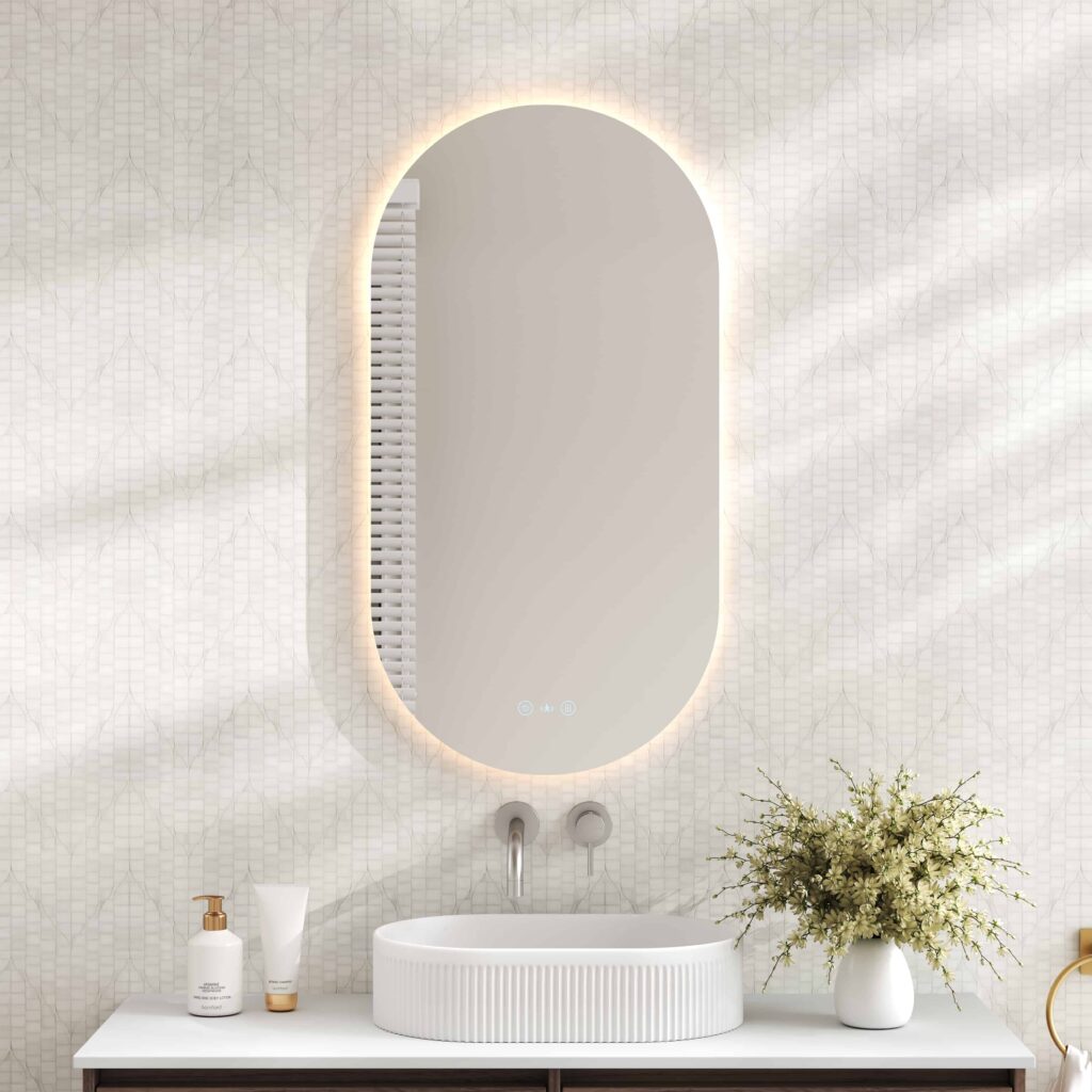 Luna LED Oval Mirror 500 x 900mm – with Adjustable LED Lighting