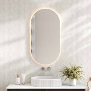 Luna LED Oval Mirror 500 x 900mm – with Adjustable LED Lighting