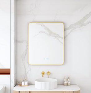 Maia 600×750 / 750×900 / 1200×750mm LED Rectangular Mirror – Brushed Gold Frame