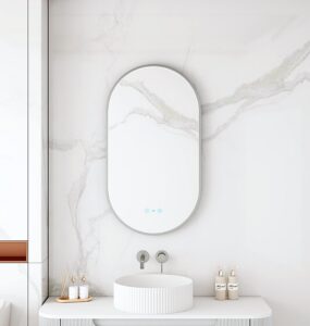 Maia 500×900mm LED Oval Mirror – Gun Metal Frame