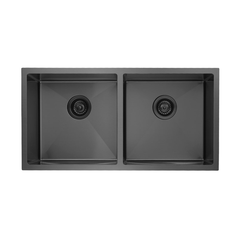 860x440x200mm Gun Metal Grey Stainless Steel Double Bowl Kitchen Sink