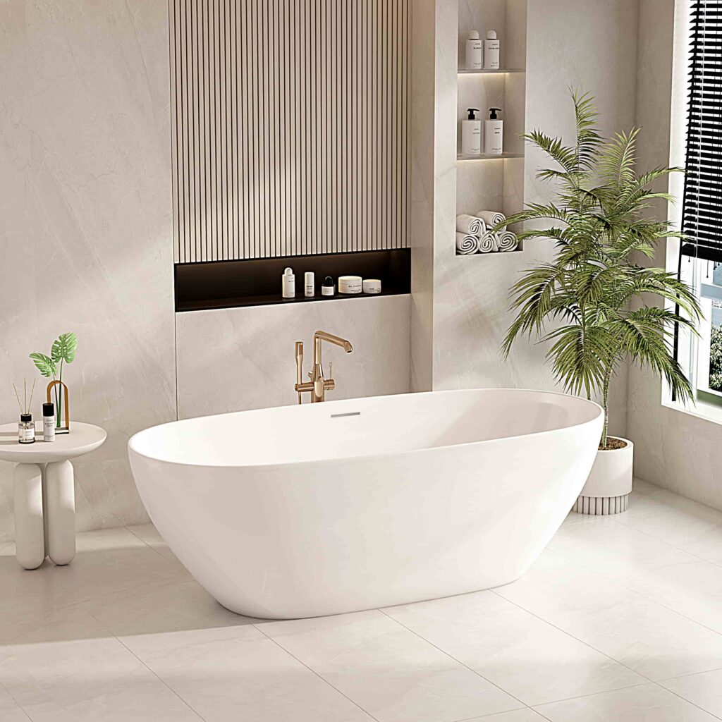 Pilato Freestanding Bathtub – Gloss White & Matt White