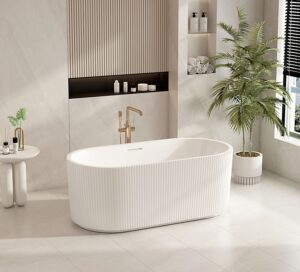 Rose Fluted V-Groove Freestanding Bathtub – Matt White