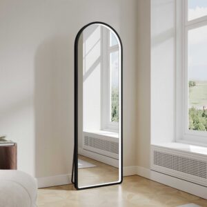 Saga 500×1600mm Freestanding LED Arch Mirror – Matt Black