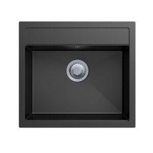 Black Carysil Waltz 560FE Granite Single Bowl Stone Kitchen Sink 560*510mm