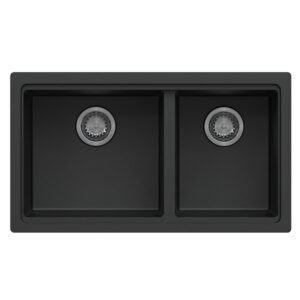 Black Carysil Maples 6040U Granite Double Bowl Stone Kitchen Sink 786*446*200mm(Undermount only)