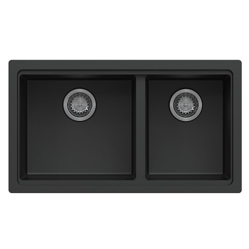Black Carysil Maples 6040U Granite Double Bowl Stone Kitchen Sink 786*446*200mm(Undermount only)