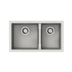White Carysil Maples 6040U Granite Double Bowl Stone Kitchen Sink 786*446*200mm(Undermount only)