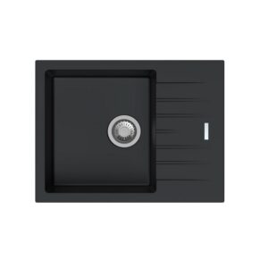 Black Carysil City D100N Granite Single Bowl with Drain Board Stone Kitchen Sink 650*500*200mm