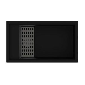 Black Carysil Harmony SD780 Granite Single Bowl Stone Kitchen Sink 780*460*250mm(with Bottom Grid & Colander)