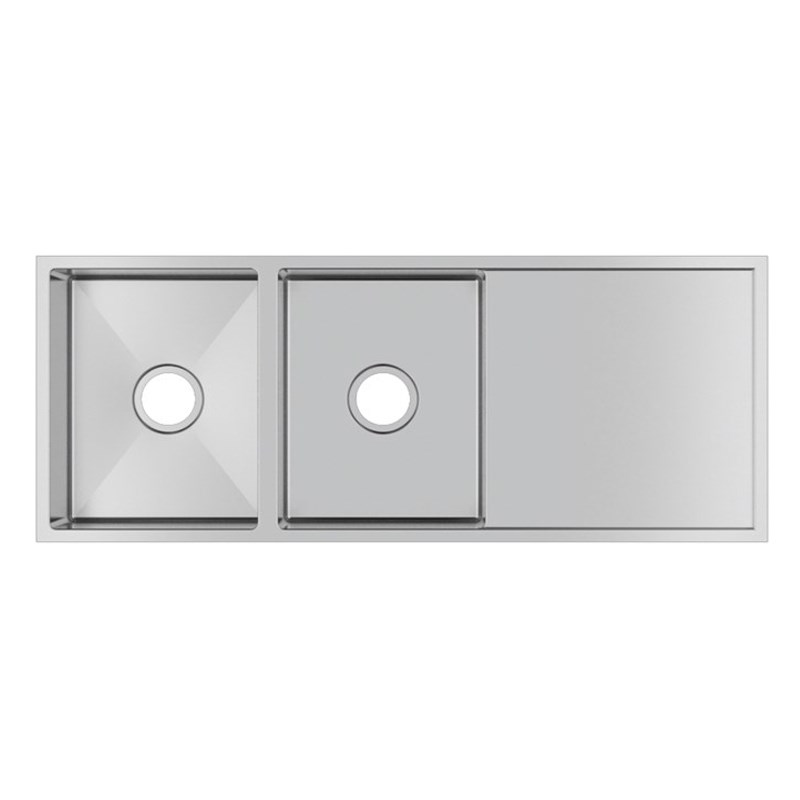 1160x460x230mm Chrome Stainless Steel Double Bowl Kitchen Sink