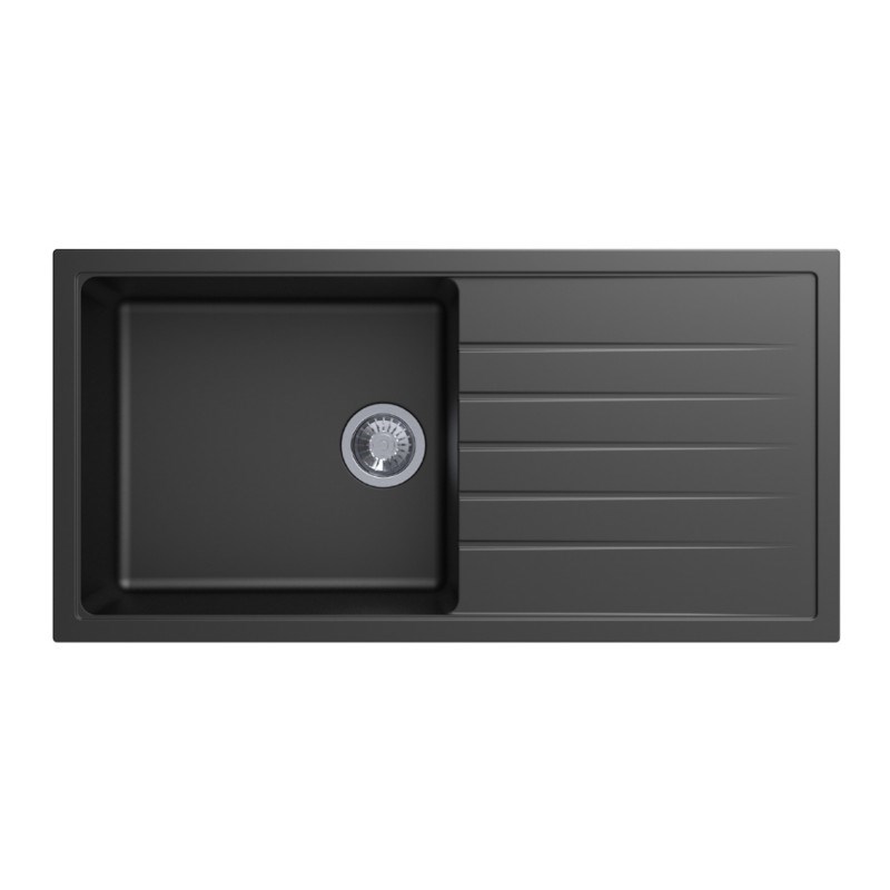 1000x500mm Black Carysil Granite Single Bowl Kitchen Sink