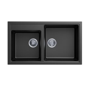 860x500x200mm Black Carysil Granite 1 & 3/4 Bowl Kitchen Sink